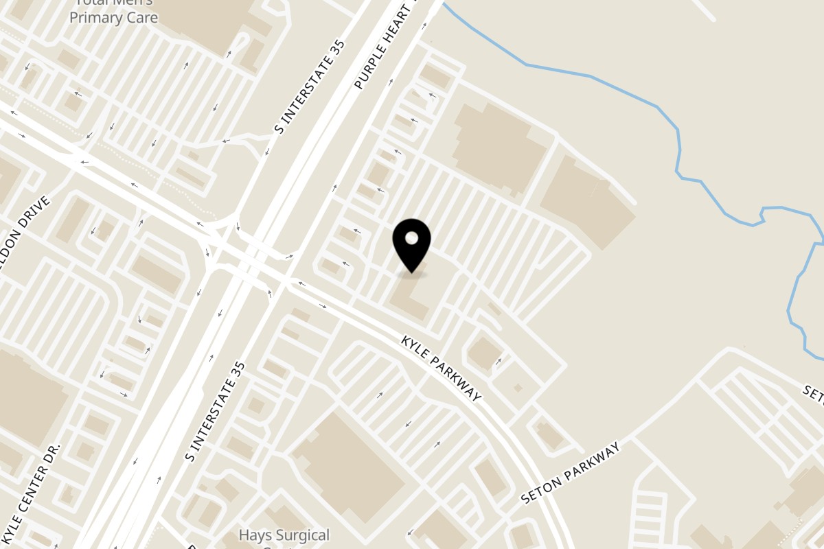 Map showing the location of Ocean Blue Oyster Bar Kyle on 5695 Kyle Pkwy #100 in Kyle